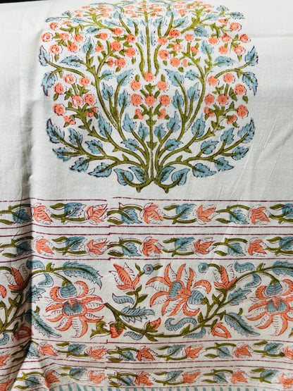 White Blooms Cotton Bedsheet