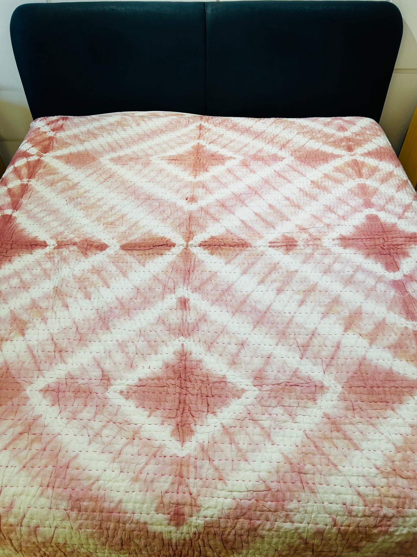 Two-Tone Laal Kantha Bed Cover