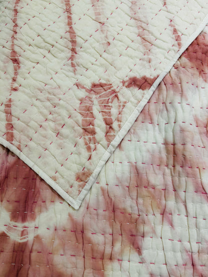 Two-Tone Laal Kantha Bed Cover