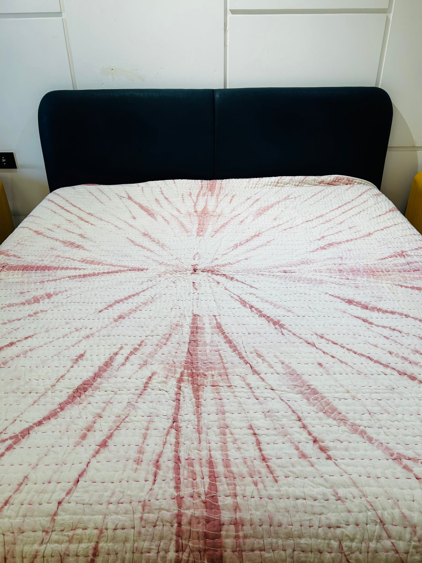 Two-Tone Laal Kantha Bed Cover