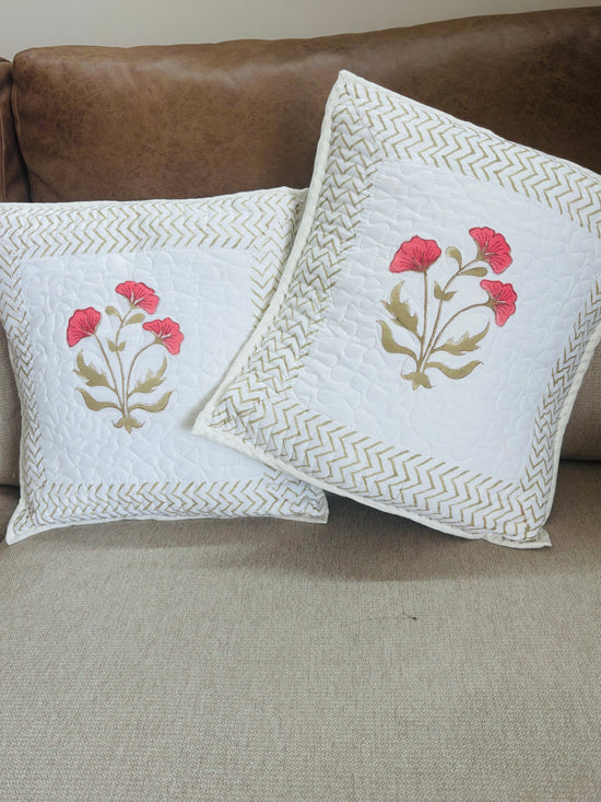Gulabi Guldasta Cushion Covers (Set Of 2)