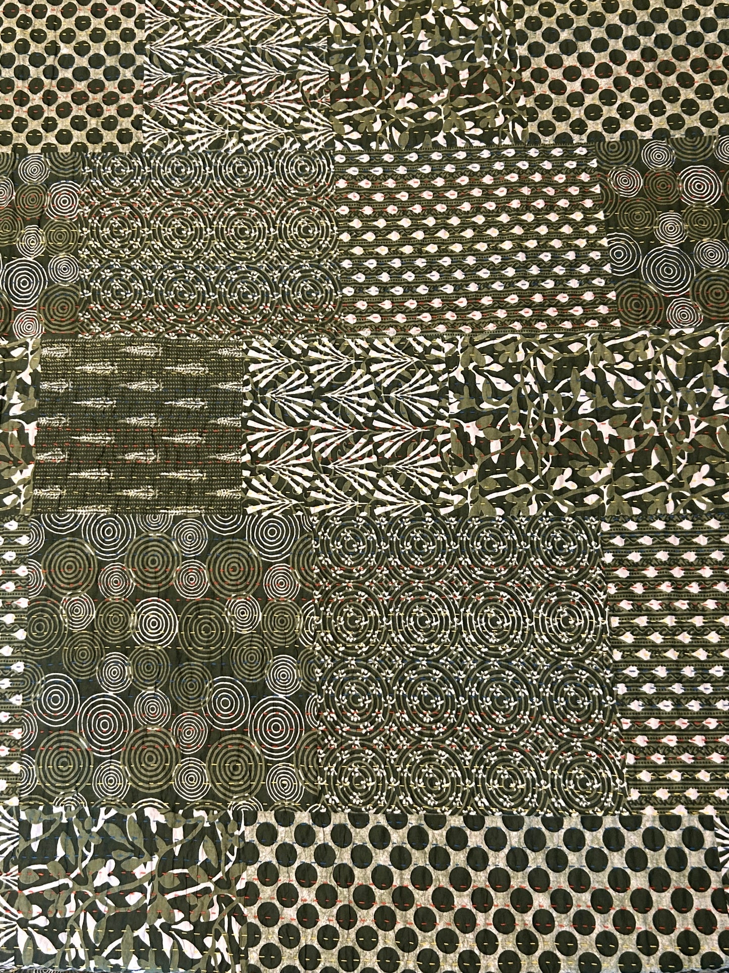 Olive Patchwork Kantha Bed Cover
