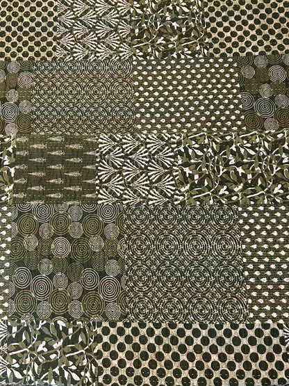 Olive Patchwork Kantha Bed Cover