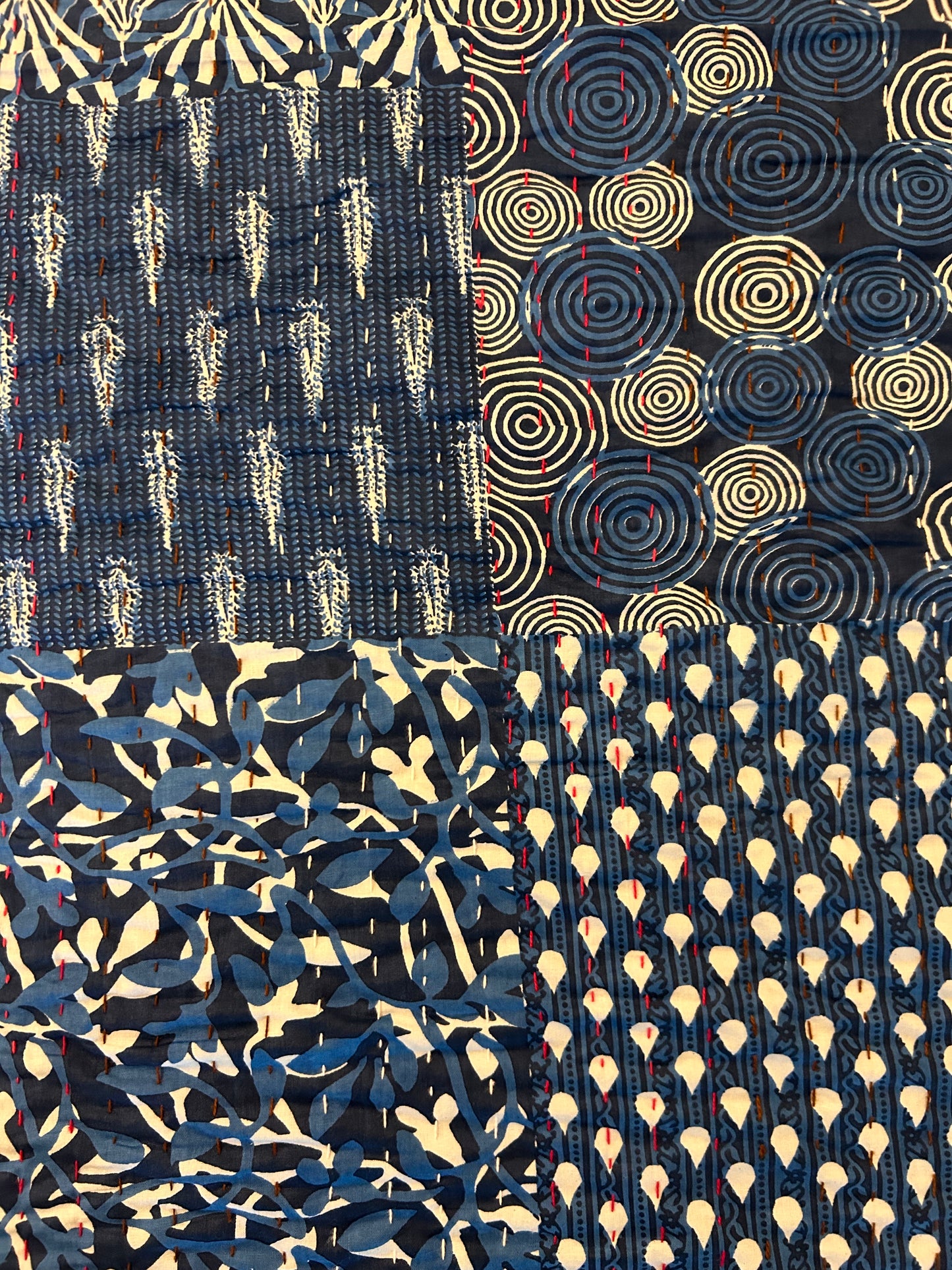 Indigo Mosaic Kantha Bed Cover