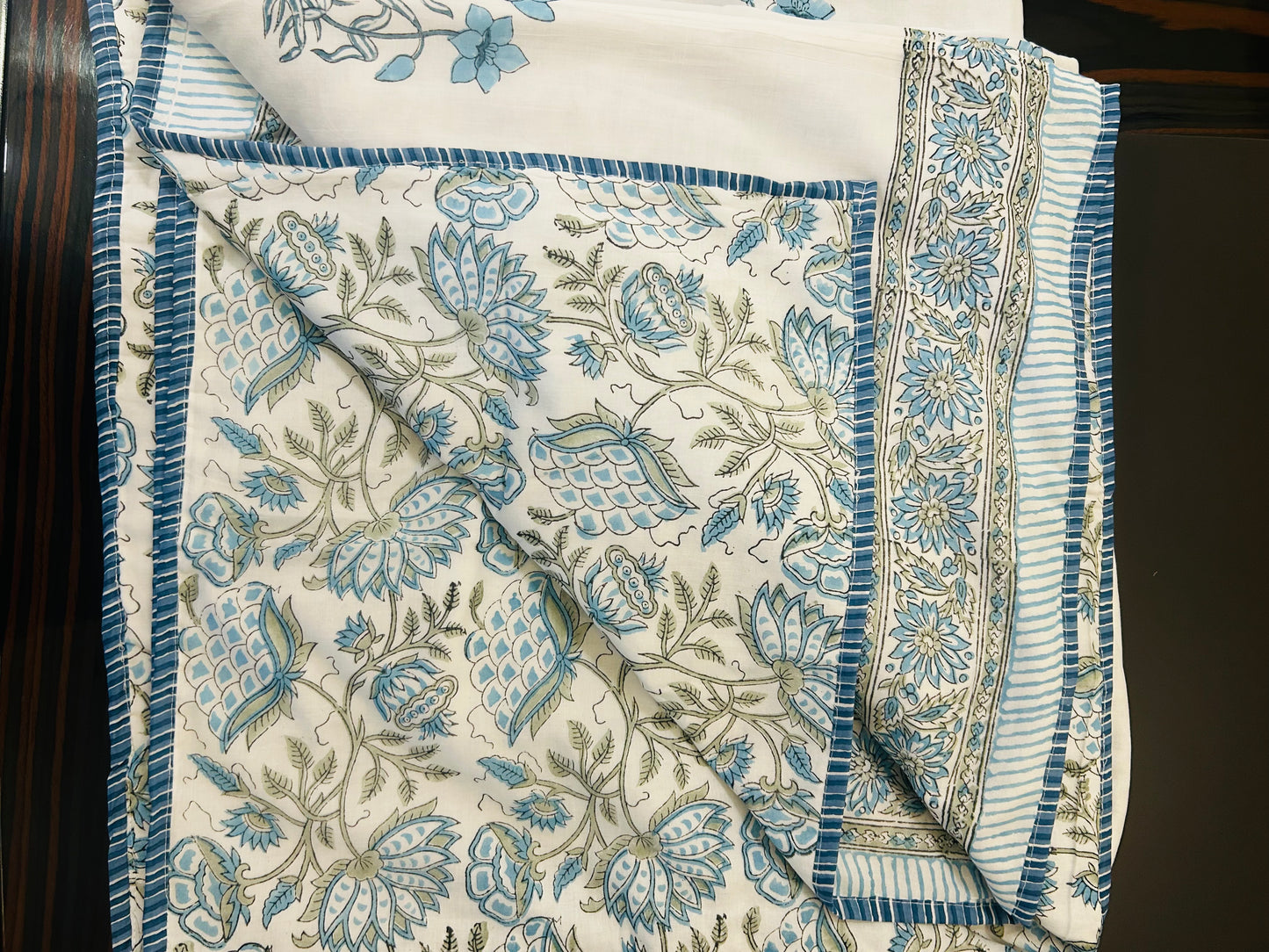 Azure Blossom Reversible Jaipuri Cotton Dohar ( Double Bed)