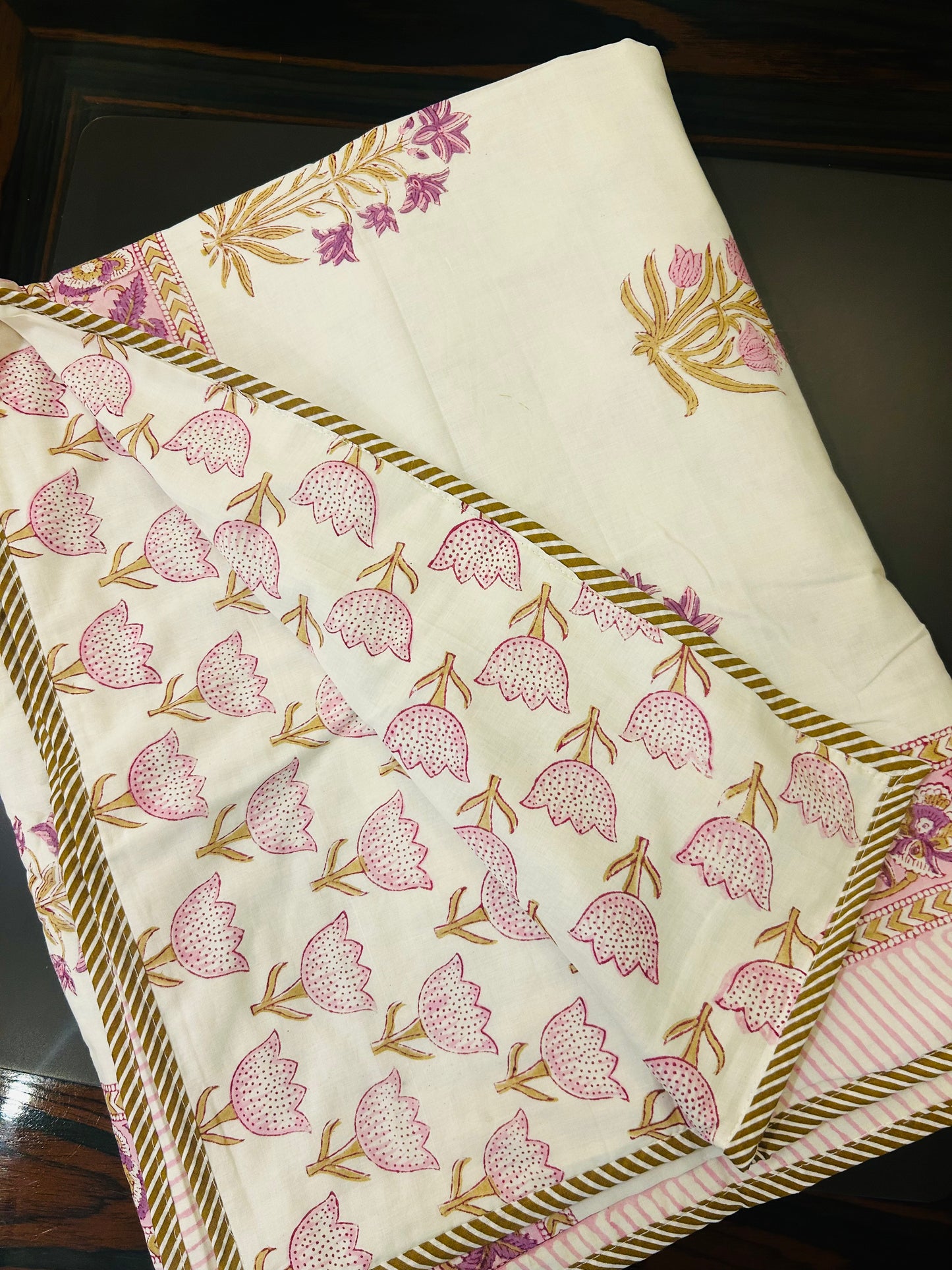 Blush Tulip Reversible Jaipuri Cotton Dohar ( Double Bed)