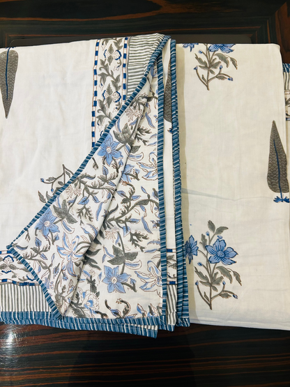 Blue Meadow Reversible Single Dohars ( Set of 2 single dohars)