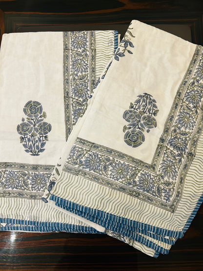 Indigo Blossom Cotton Dohar (Set of 2 Single Bed )
