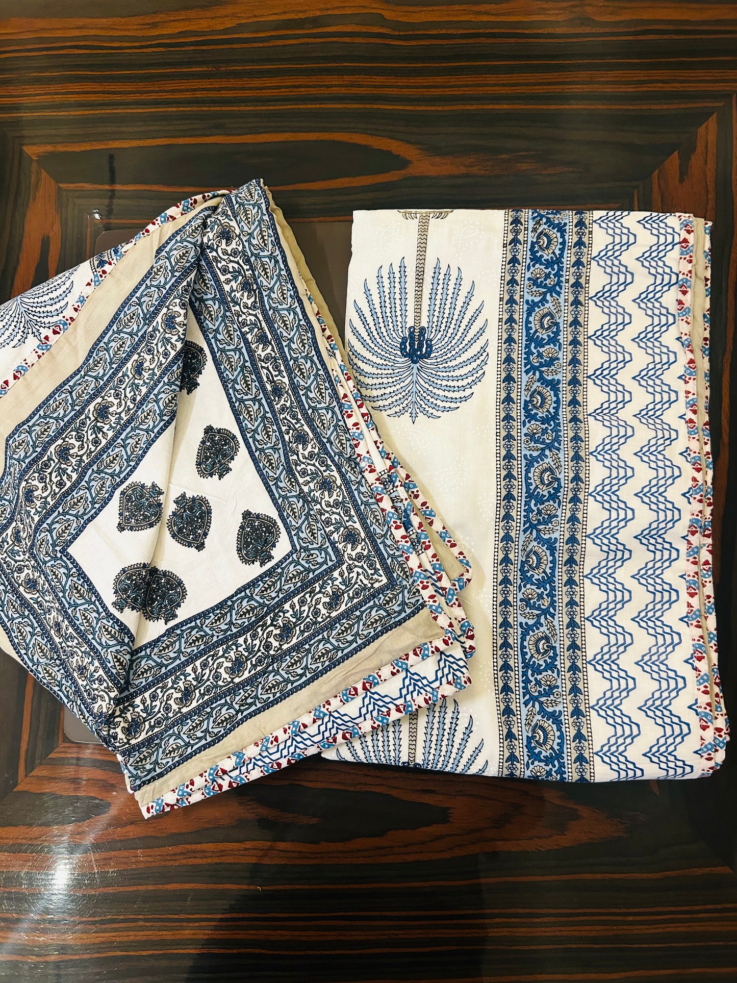Indigo Fern  Reversible Dohar Set (Set of 2)