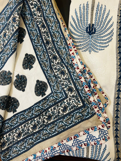 Indigo Fern  Reversible Dohar Set (Set of 2)