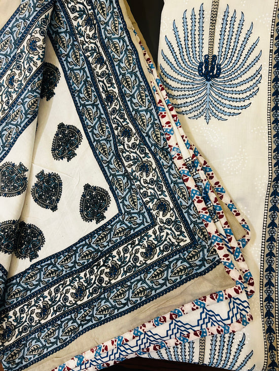 Indigo Fern  Reversible Dohar Set (Set of 2)