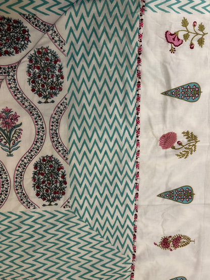 Emerald Buta Jaipuri Cotton Dohar ( Double Bed)