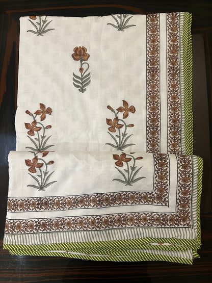 Olive Blossom Jaipuri Cotton Dohar ( Double Bed)