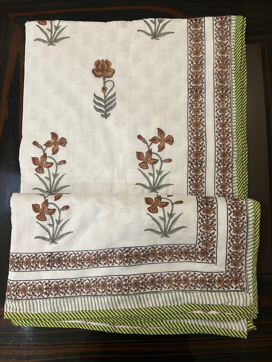 Olive Blossom Jaipuri Cotton Dohar ( Double Bed)