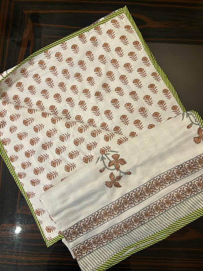 Olive Blossom Jaipuri Cotton Dohar ( Double Bed)