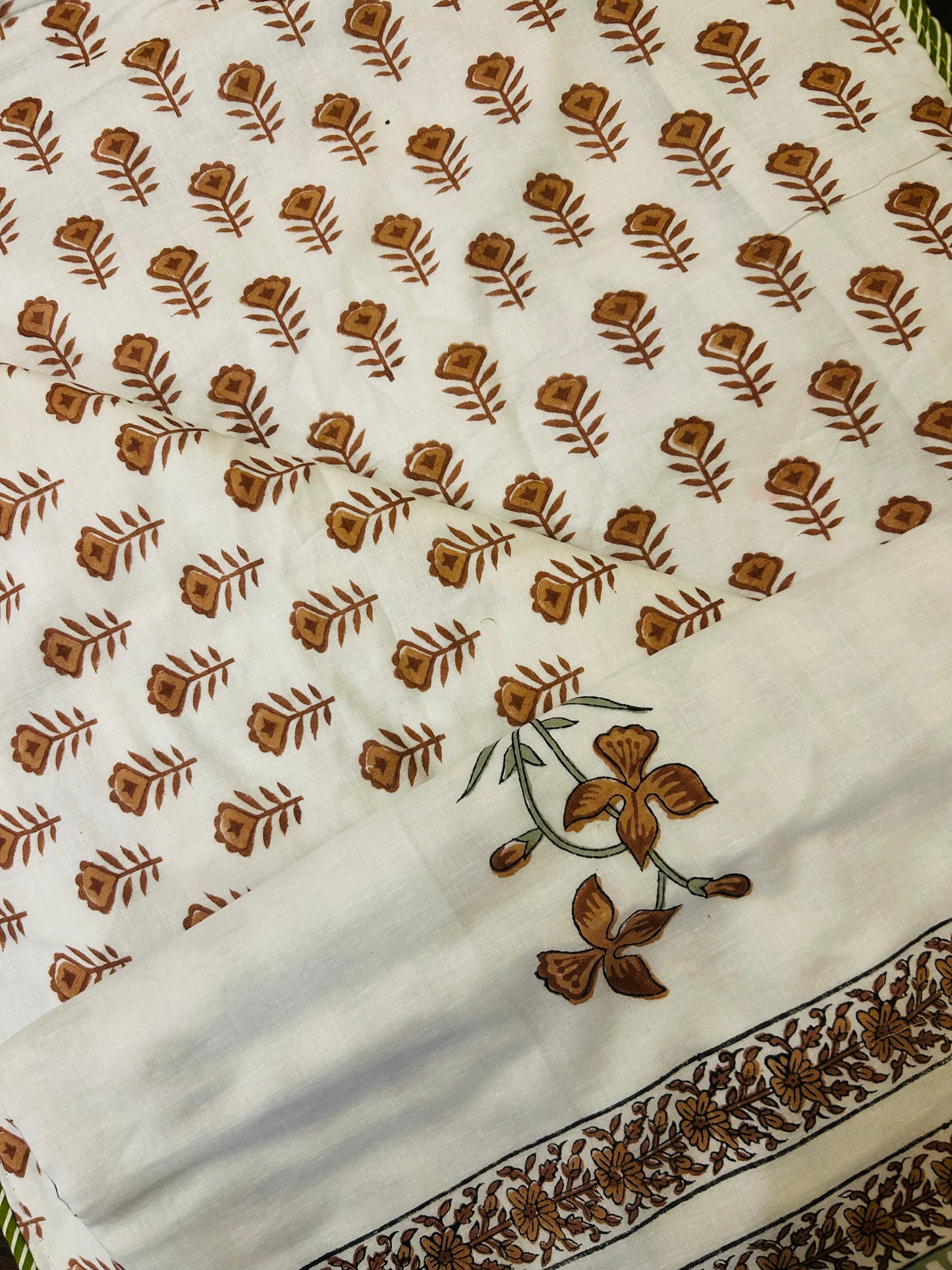 Olive Blossom Jaipuri Cotton Dohar ( Double Bed)