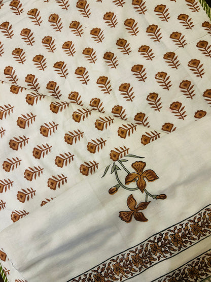 Olive Blossom Jaipuri Cotton Dohar ( Double Bed)