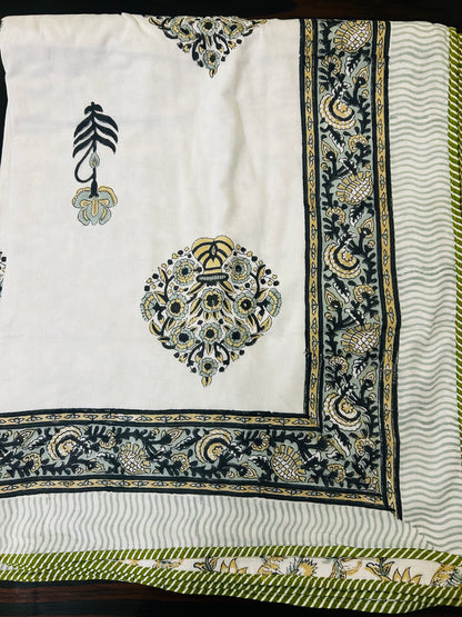 Midnight Bloom Jaipuri Cotton Dohar ( Double Bed)