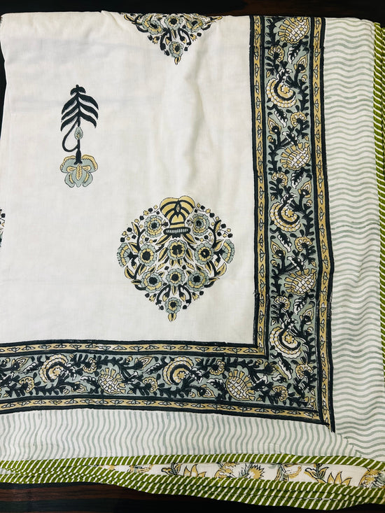 Midnight Bloom Jaipuri Cotton Dohar ( Double Bed)