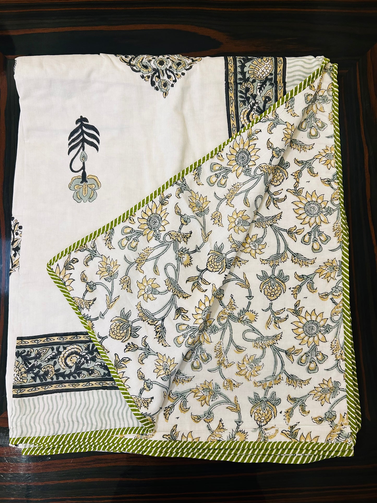 Midnight Bloom Jaipuri Cotton Dohar ( Double Bed)