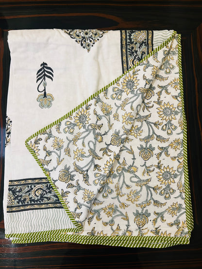Midnight Bloom Jaipuri Cotton Dohar ( Double Bed)