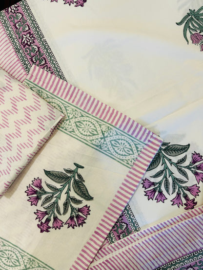 Blush Pink Meadow  Bedsheet Double bed