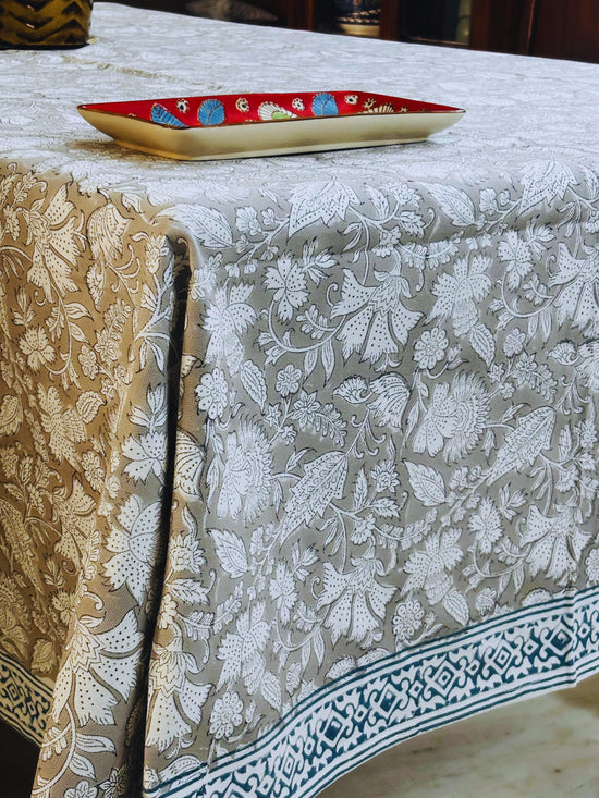 Grey Floral Table Cover
