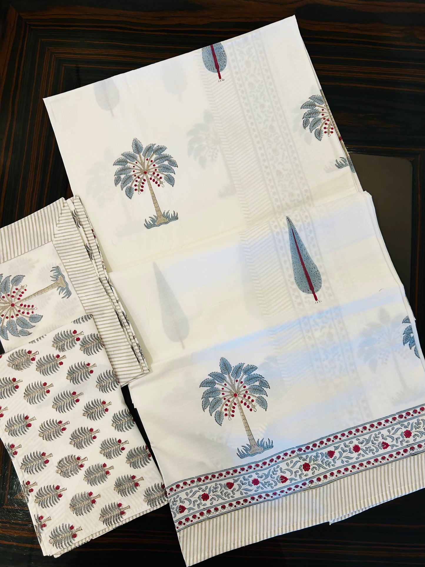 Palm Heaven Hand blocked Bedsheet Double bed