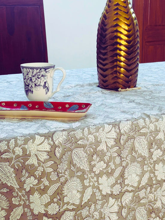 Grey Floral Table Cover