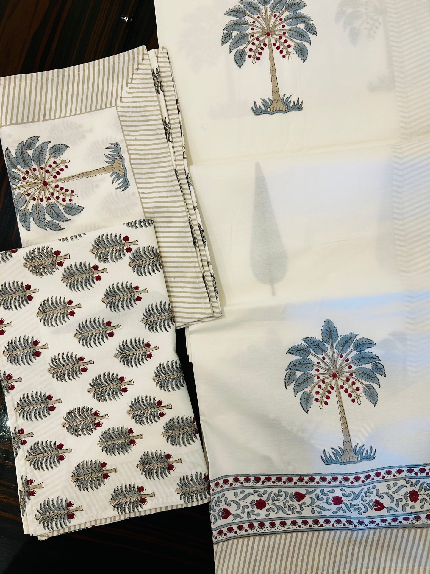 Palm Heaven Hand blocked Bedsheet Double bed
