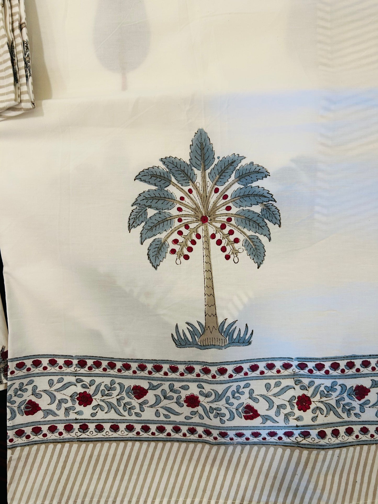Palm Heaven Hand blocked Bedsheet Double bed
