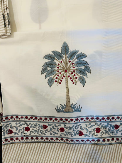 Palm Heaven Hand blocked Bedsheet Double bed