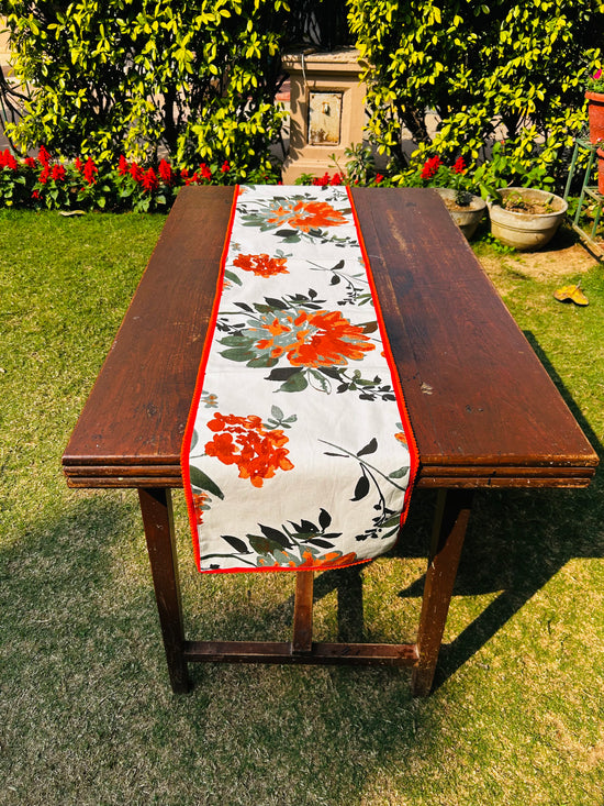 Orange & Green Floral Table Runner