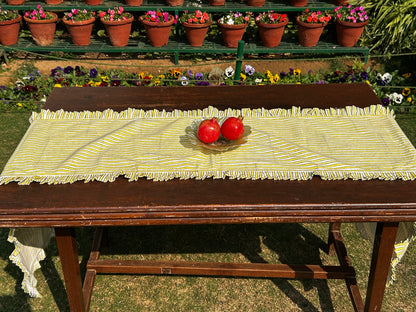 Ruffled & Stripped Table Runner ( Yellow)