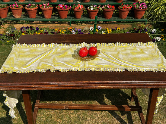 Ruffled & Stripped Table Runner ( Yellow)