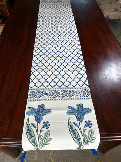 Artisan luxe Blue Lillies Table Runner