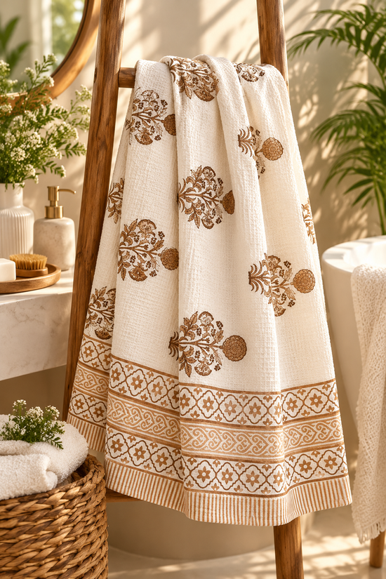 Mitti Mahal Waffle Cotton Bath Towel