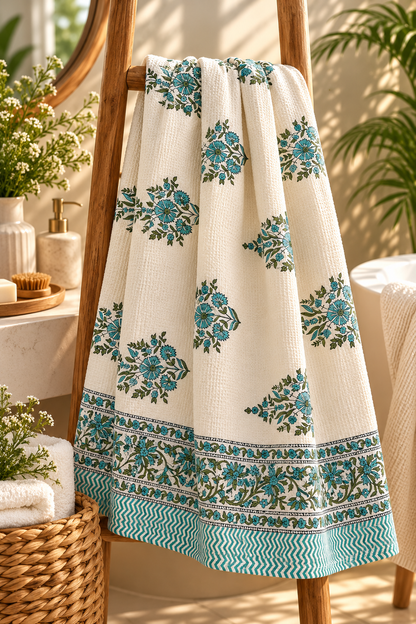 Neelam Vatika Waffle Cotton Bath Towel
