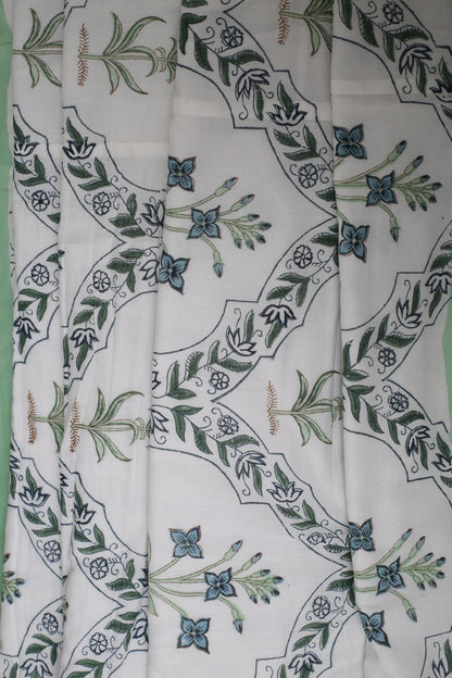 Double Bed Dohar : Mint green border with intricate design