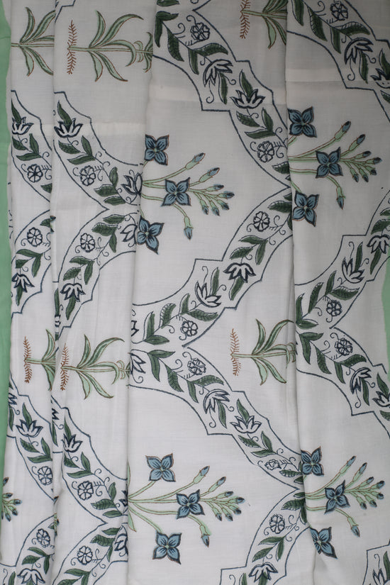 Double Bed Dohar : Mint green border with intricate design