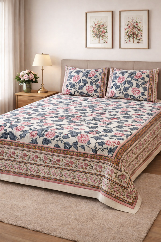 Charcoal Pink Vintage Bedsheet