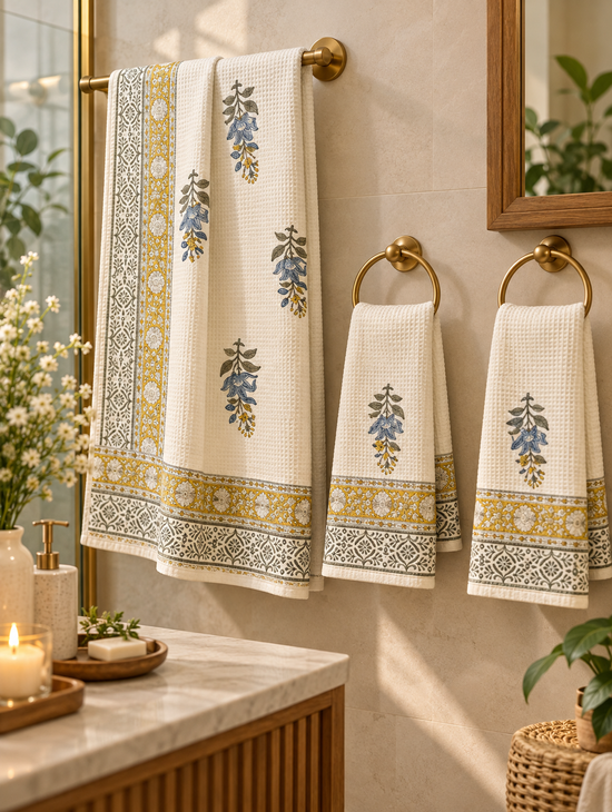 Neel Kesari Waffle Cotton Towel Set