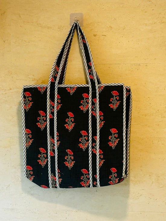 Black Multicolour Tote Bag