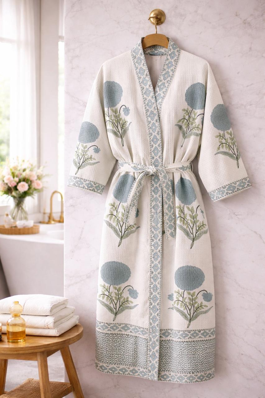 Sage Bloom Waffle Bath Robe