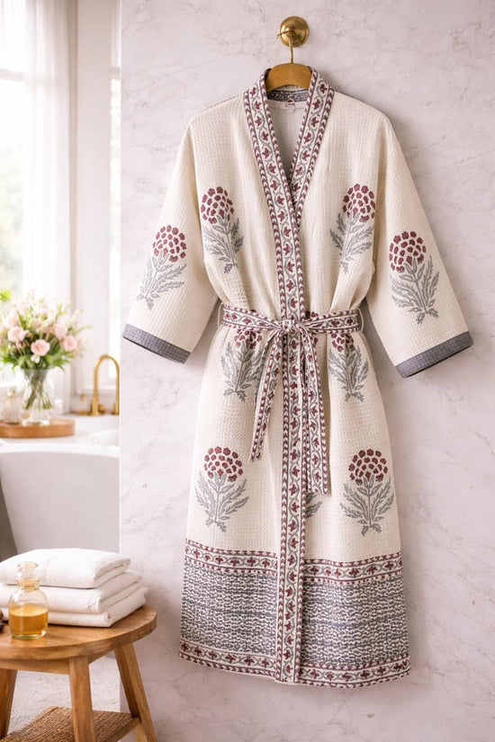 Serene Bloom Waffle Bath Robe