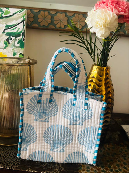 Azure Shell Small Tote Bag
