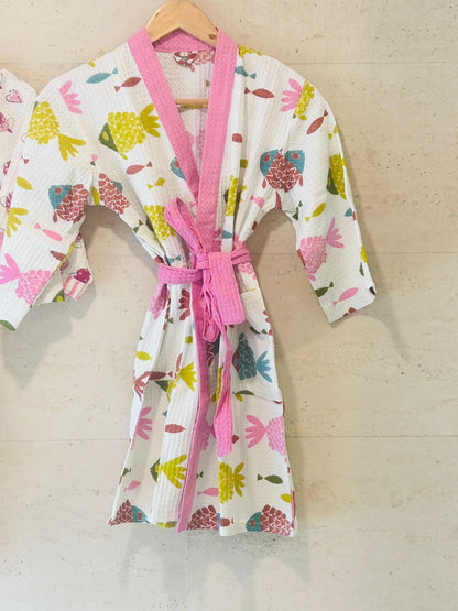 Tiny Tropical Fish Kids Bath Robe (5-8 year old)