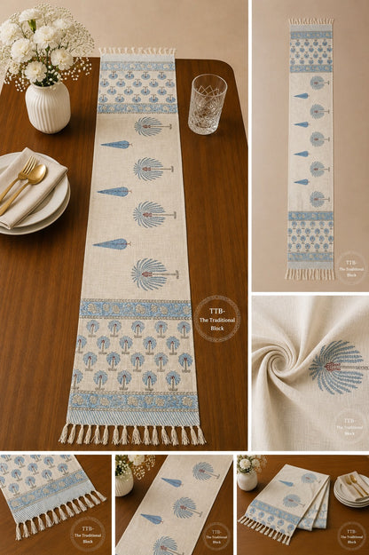 Neel Gul Block  Jute Table Runner