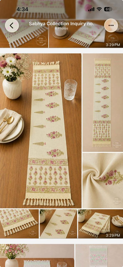 Gulabi Bagh Handblock Print Table Runner