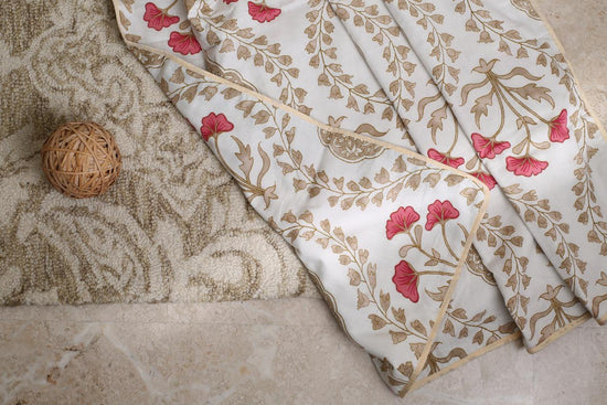 Beige & Pink Floral Motif (Set of 2 Single Bed Dohars)